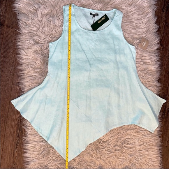 For Cynthia Sleeveless Asymmetrical Linen Top - Picture 8 of 9